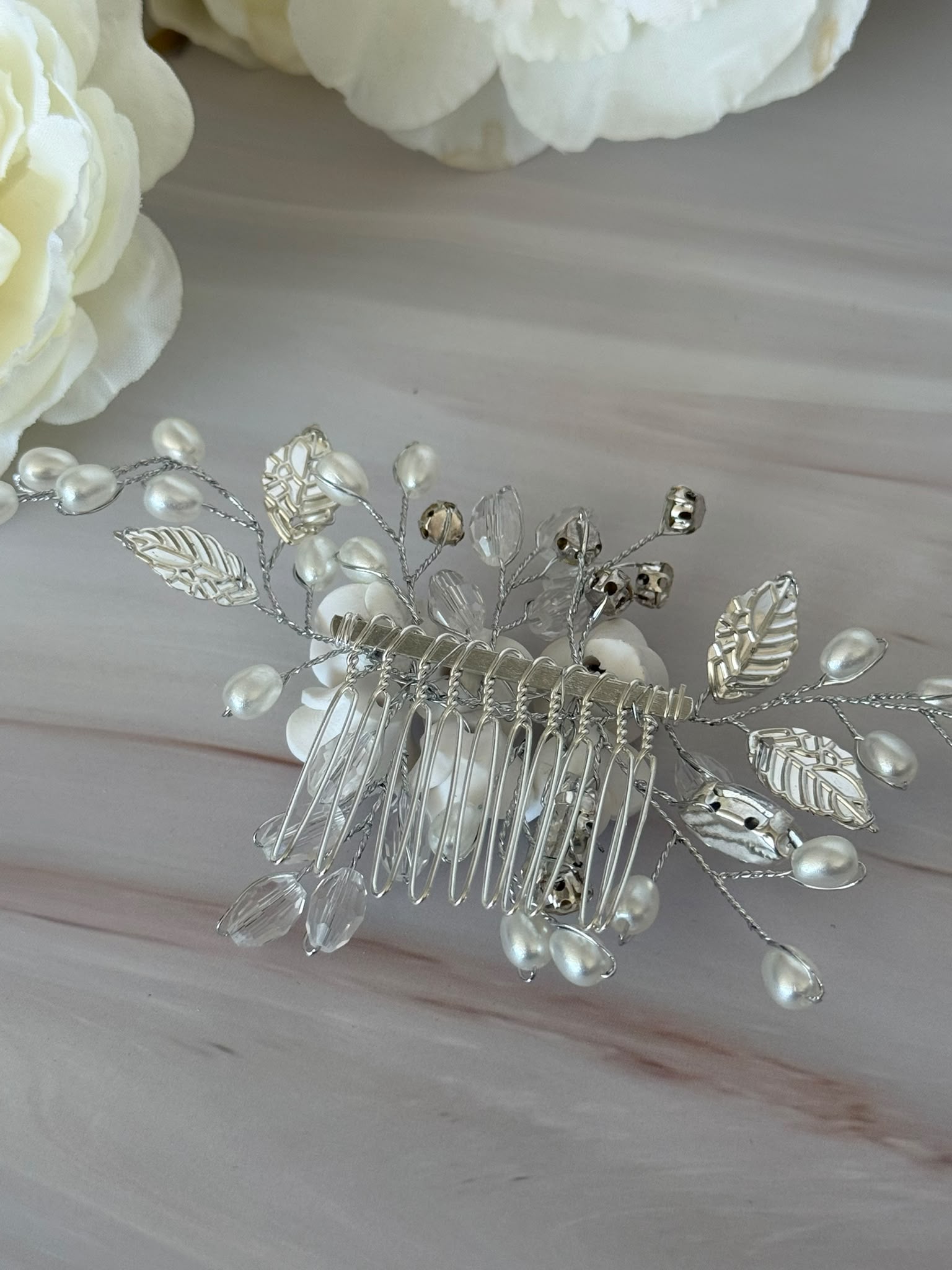 Bridal Hair Comb with Pearls & Crystals