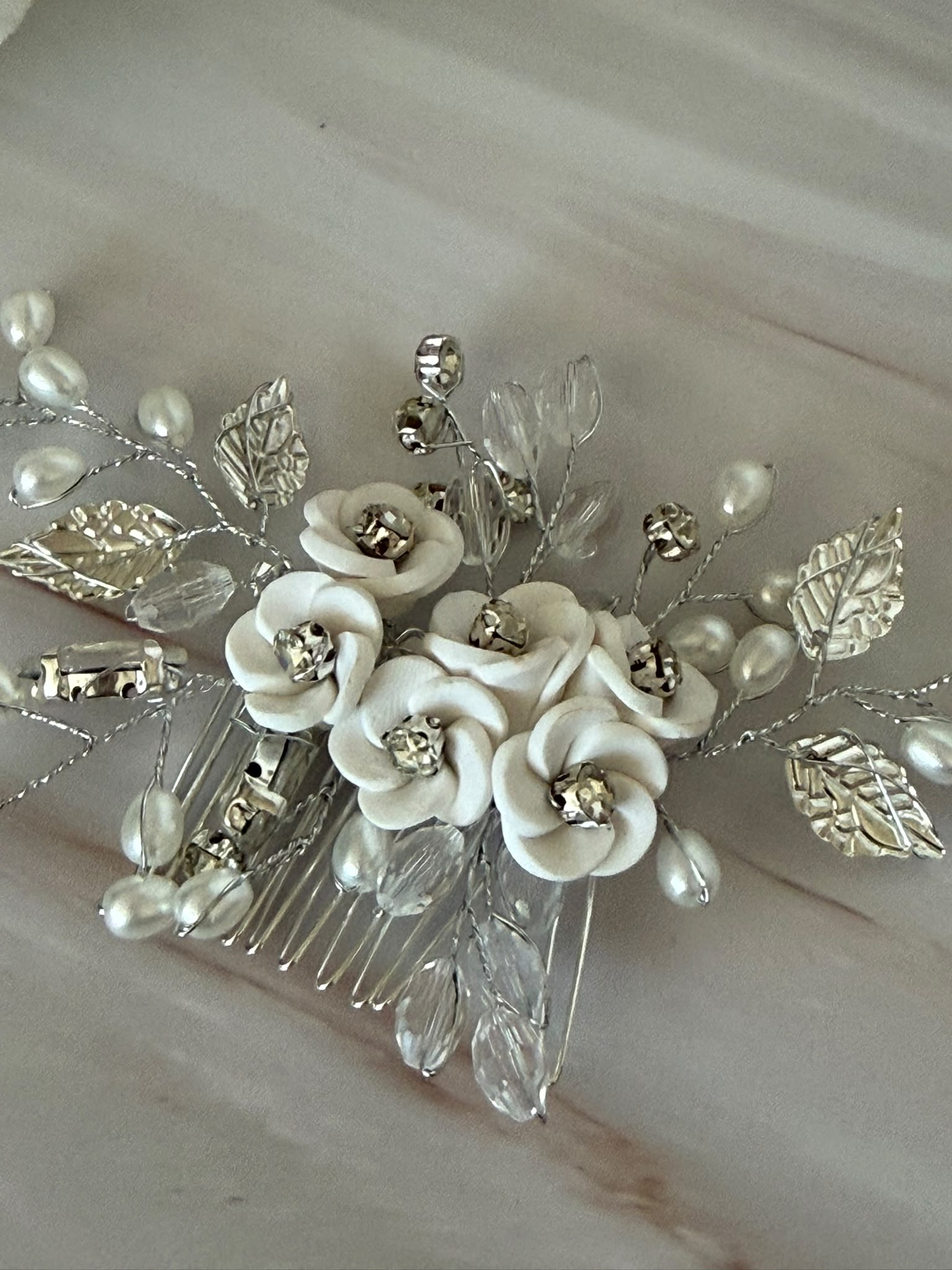 Bridal Hair Comb with Pearls & Crystals