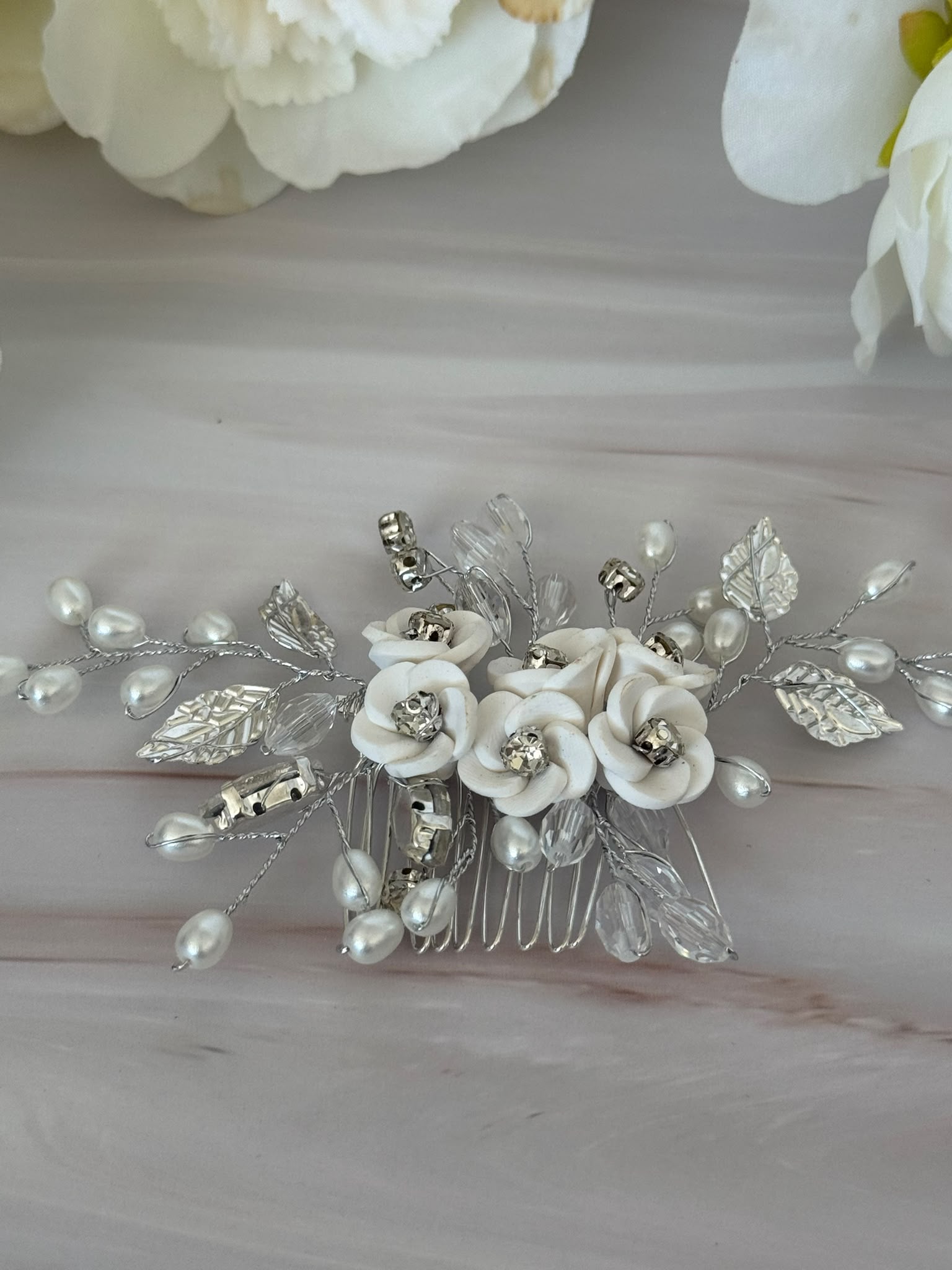 Bridal Hair Comb with Pearls & Crystals