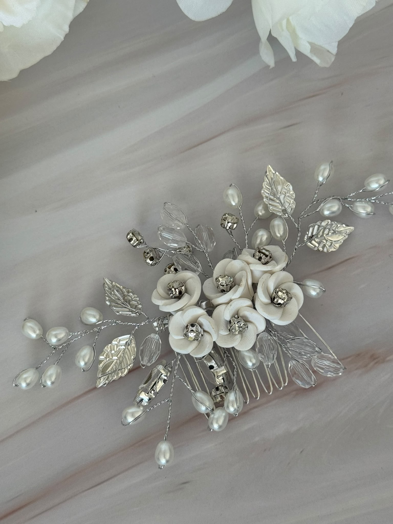 Bridal Hair Comb with Pearls & Crystals
