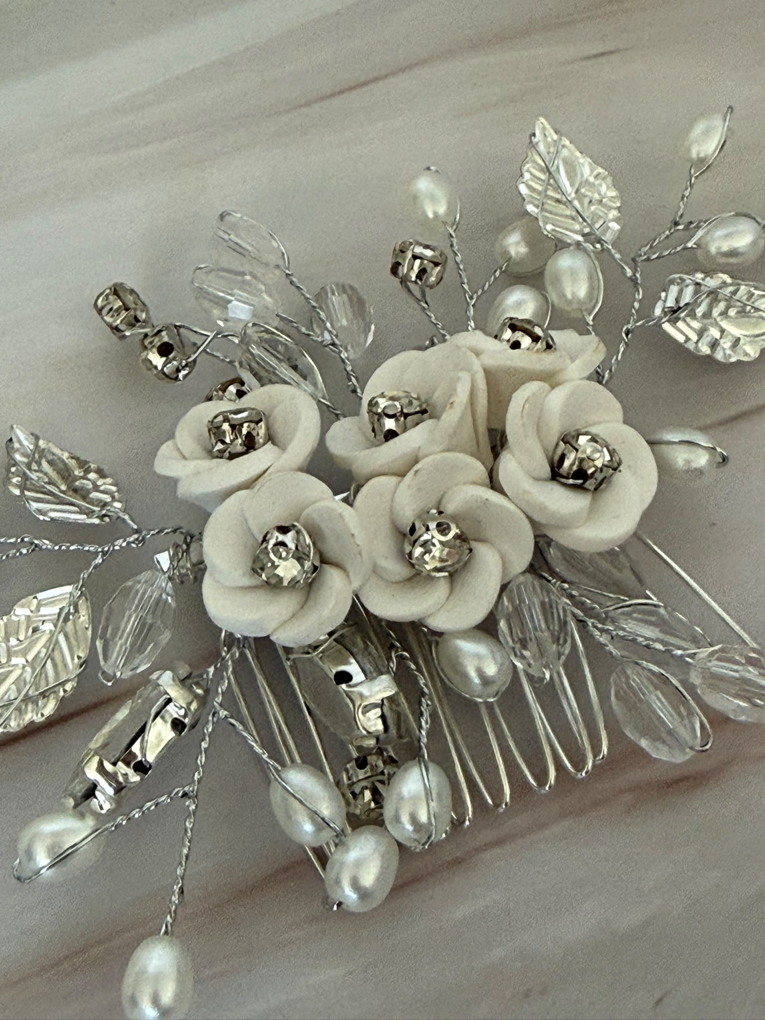 Bridal Hair Comb with Pearls & Crystals