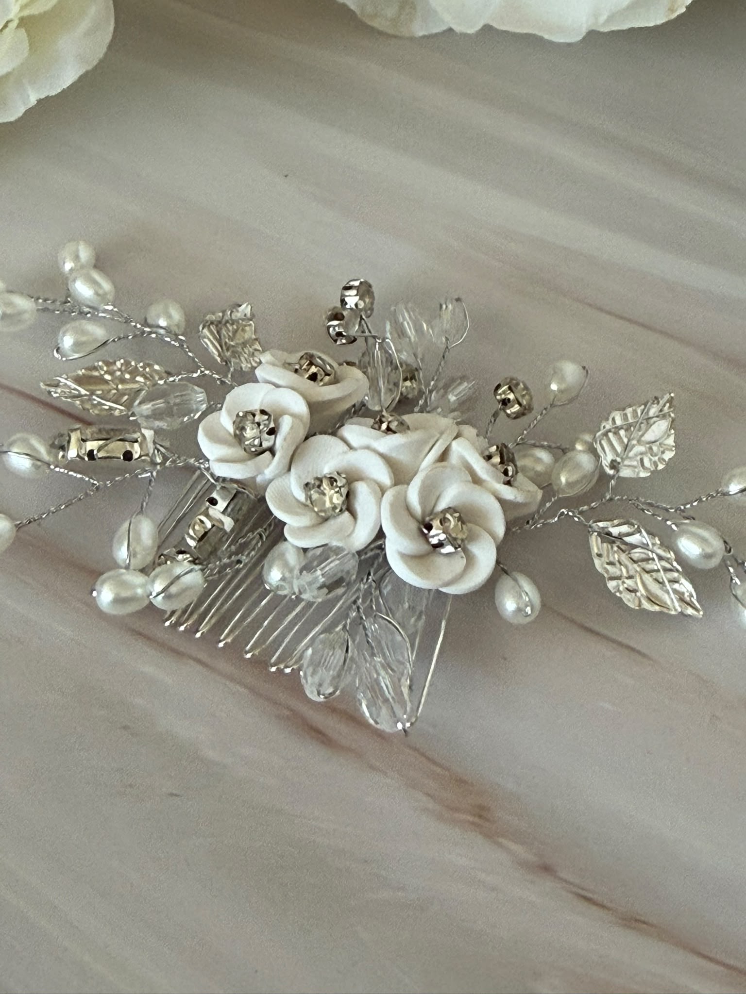 Bridal Hair Comb with Pearls & Crystals