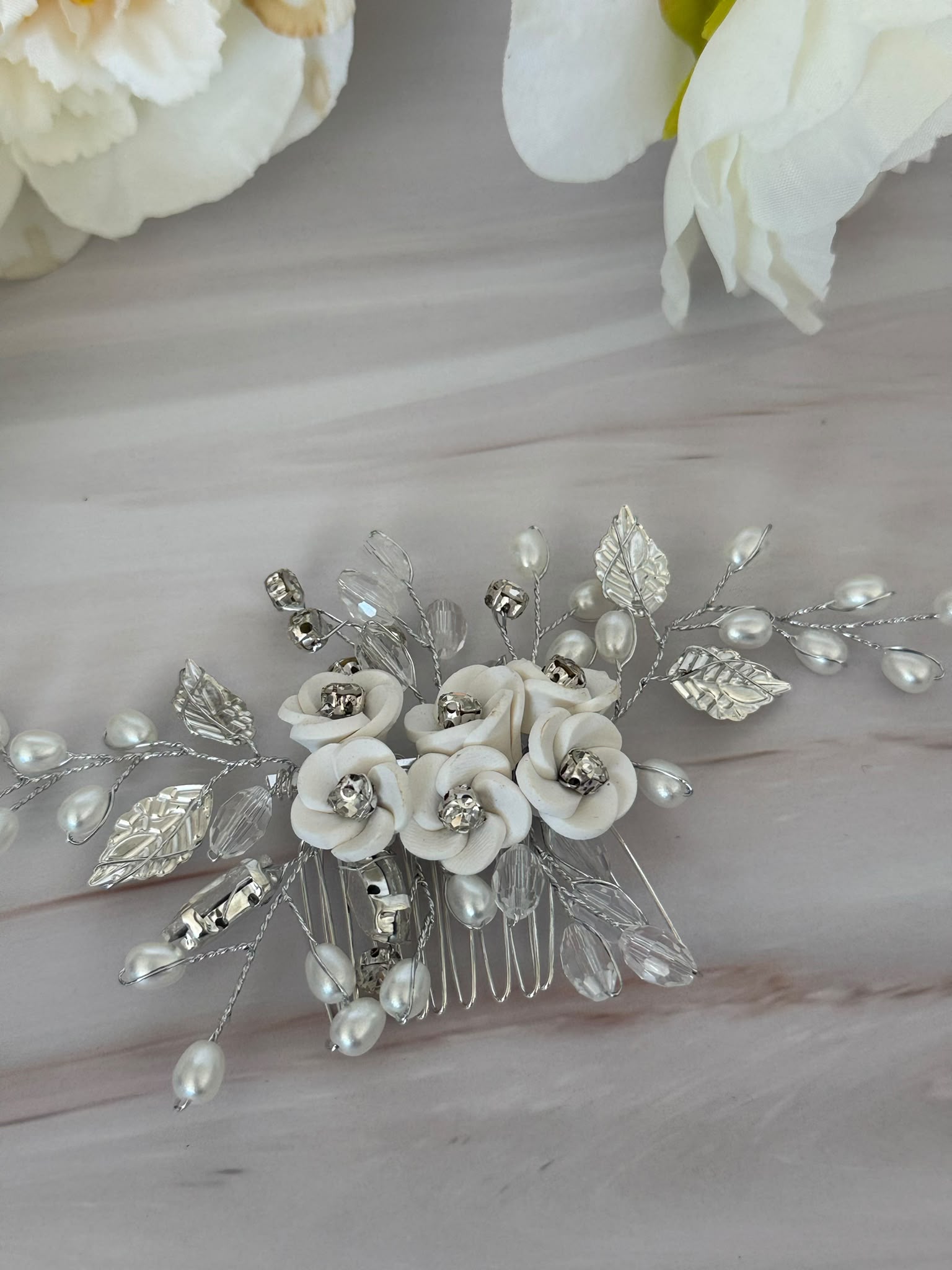Bridal Hair Comb with Pearls & Crystals