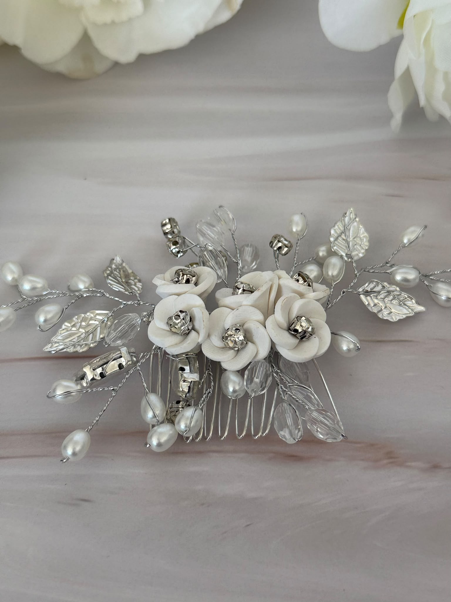 Bridal Hair Comb with Pearls & Crystals
