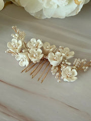 Luxury Handmade Pearl & Floral Bridal Hair Comb