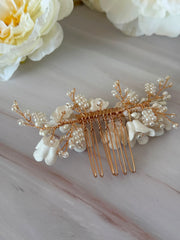 Luxury Handmade Pearl & Floral Bridal Hair Comb