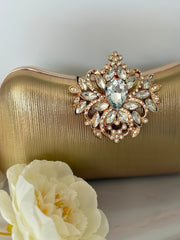 Golden Handbag with Crystal Clasp