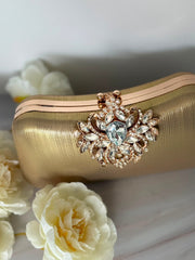 Golden Handbag with Crystal Clasp