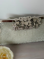 Silver Crystal Rhinestone Evening Clutch