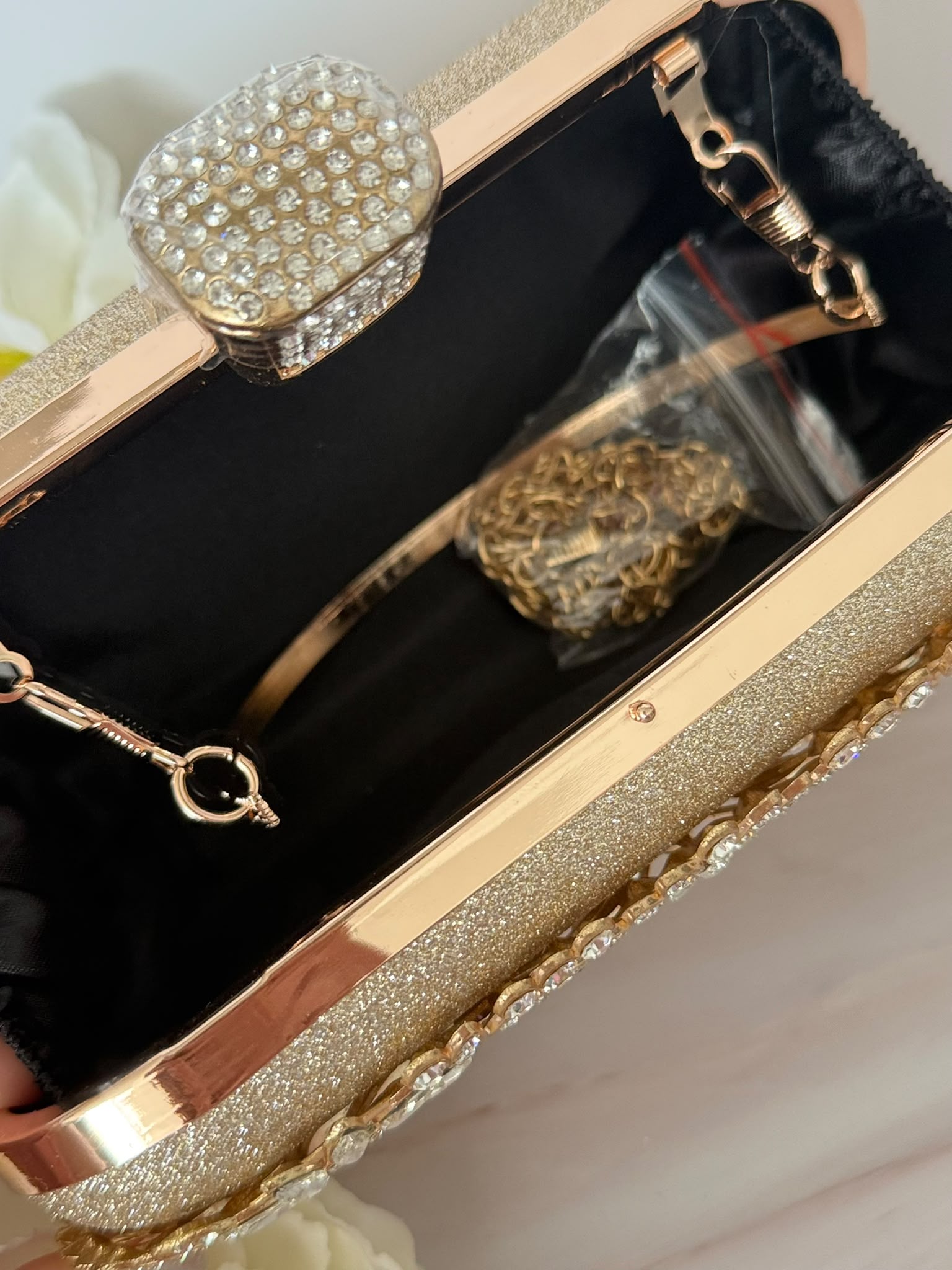 Luxury Gold Crystal Rhinestone Evening Clutch