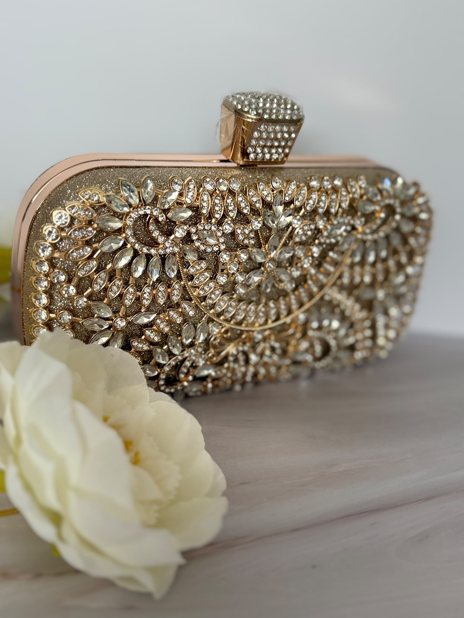 Luxury Gold Crystal Rhinestone Evening Clutch