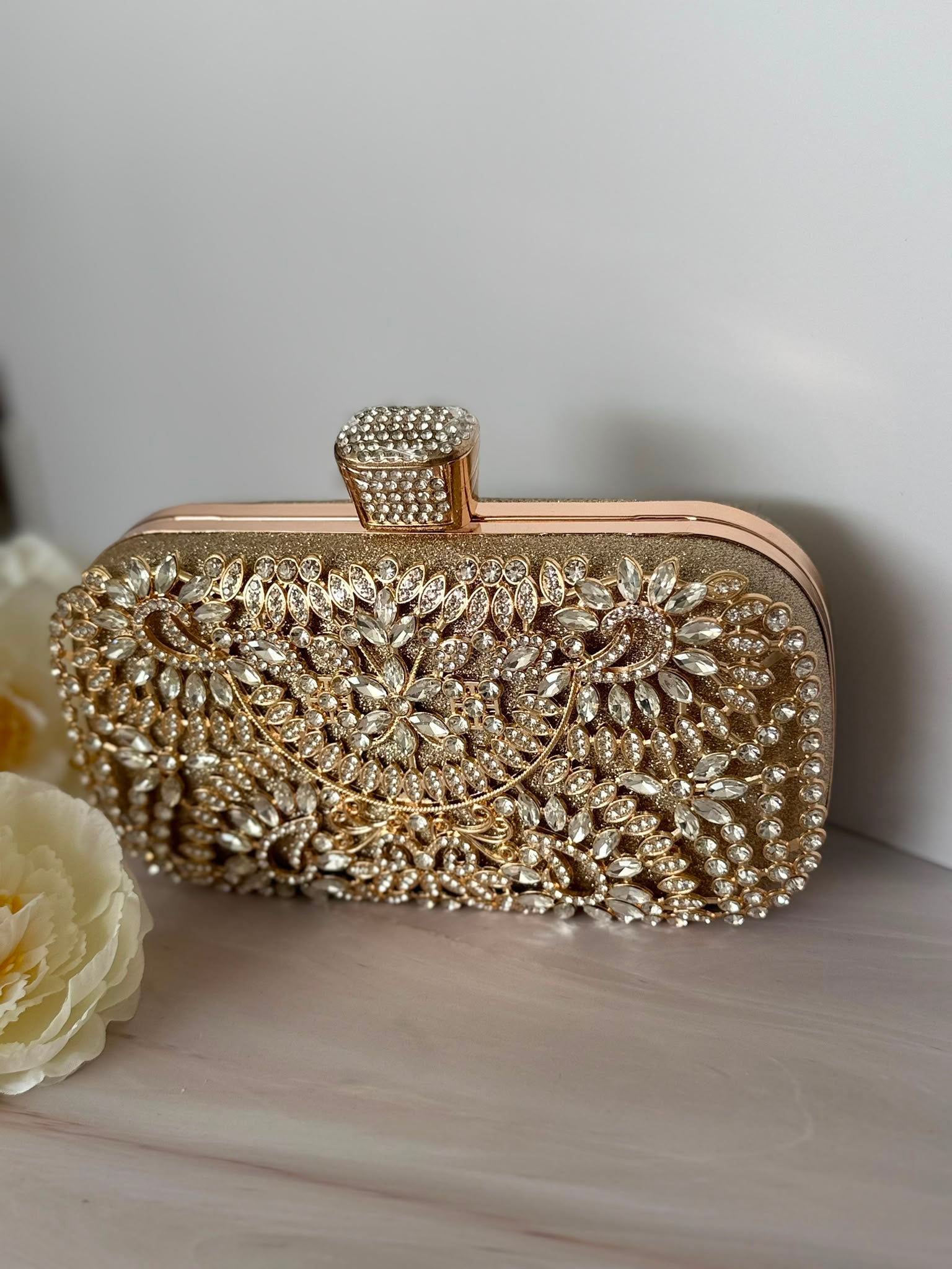 Luxury Gold Crystal Rhinestone Evening Clutch