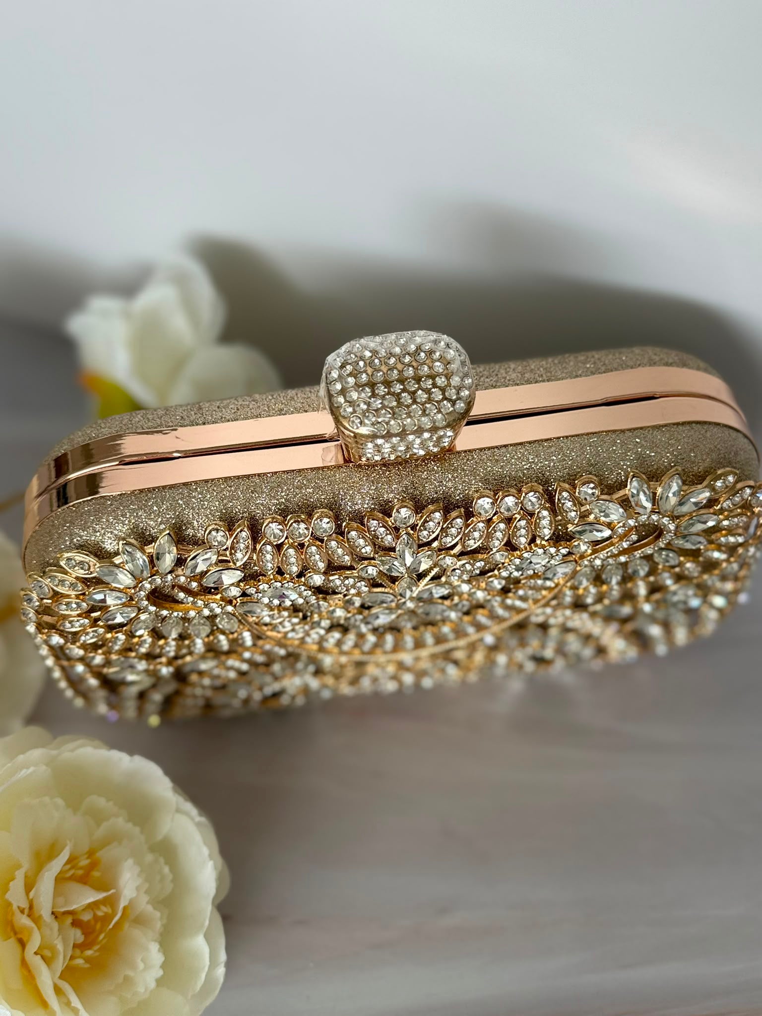Luxury Gold Crystal Rhinestone Evening Clutch