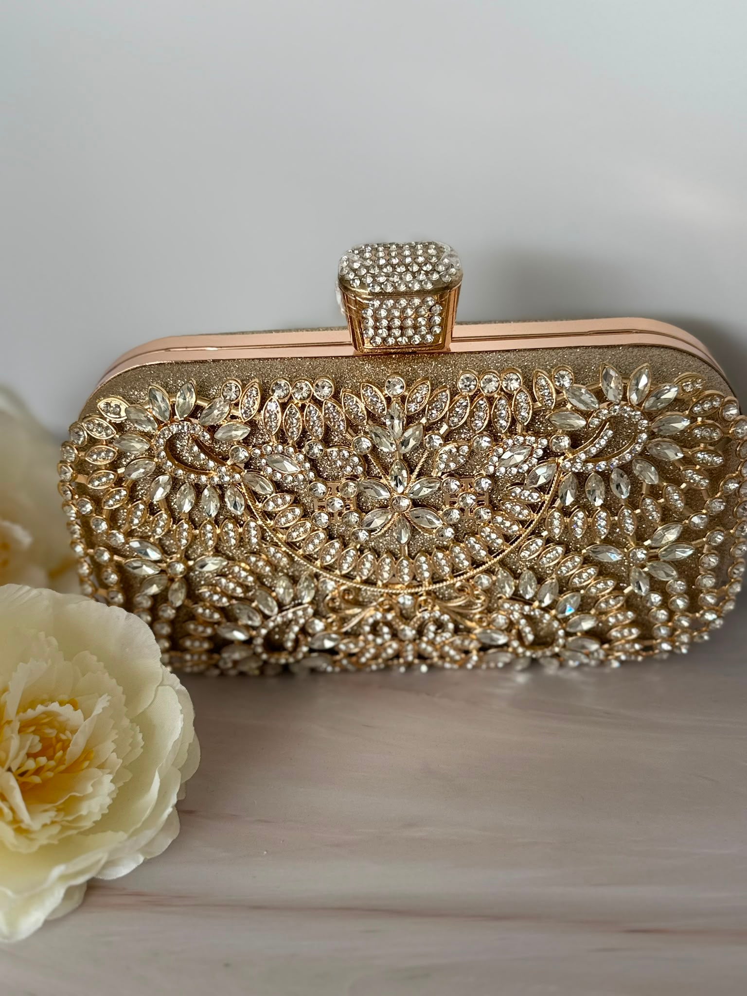 Luxury Gold Crystal Rhinestone Evening Clutch