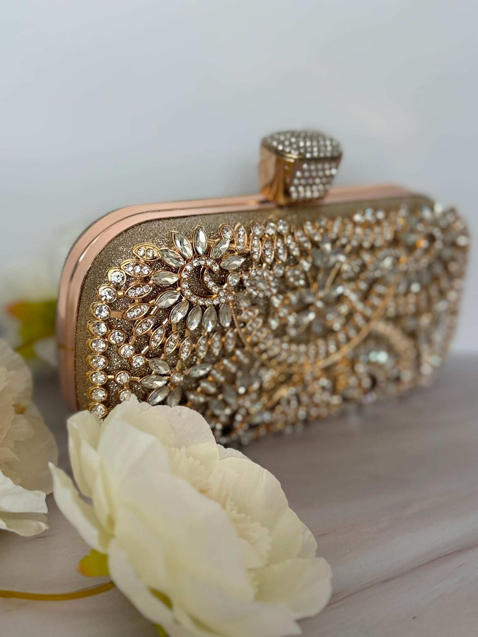 Luxury Gold Crystal Rhinestone Evening Clutch