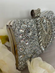 Luxury Silver Crystal Evening Clutch