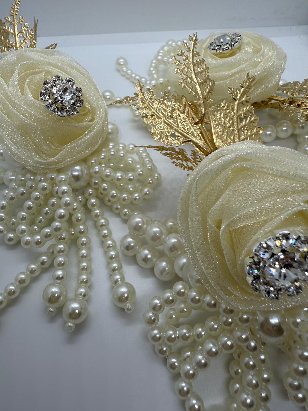 Ivory Pearl & Crystal Bloom Corsage