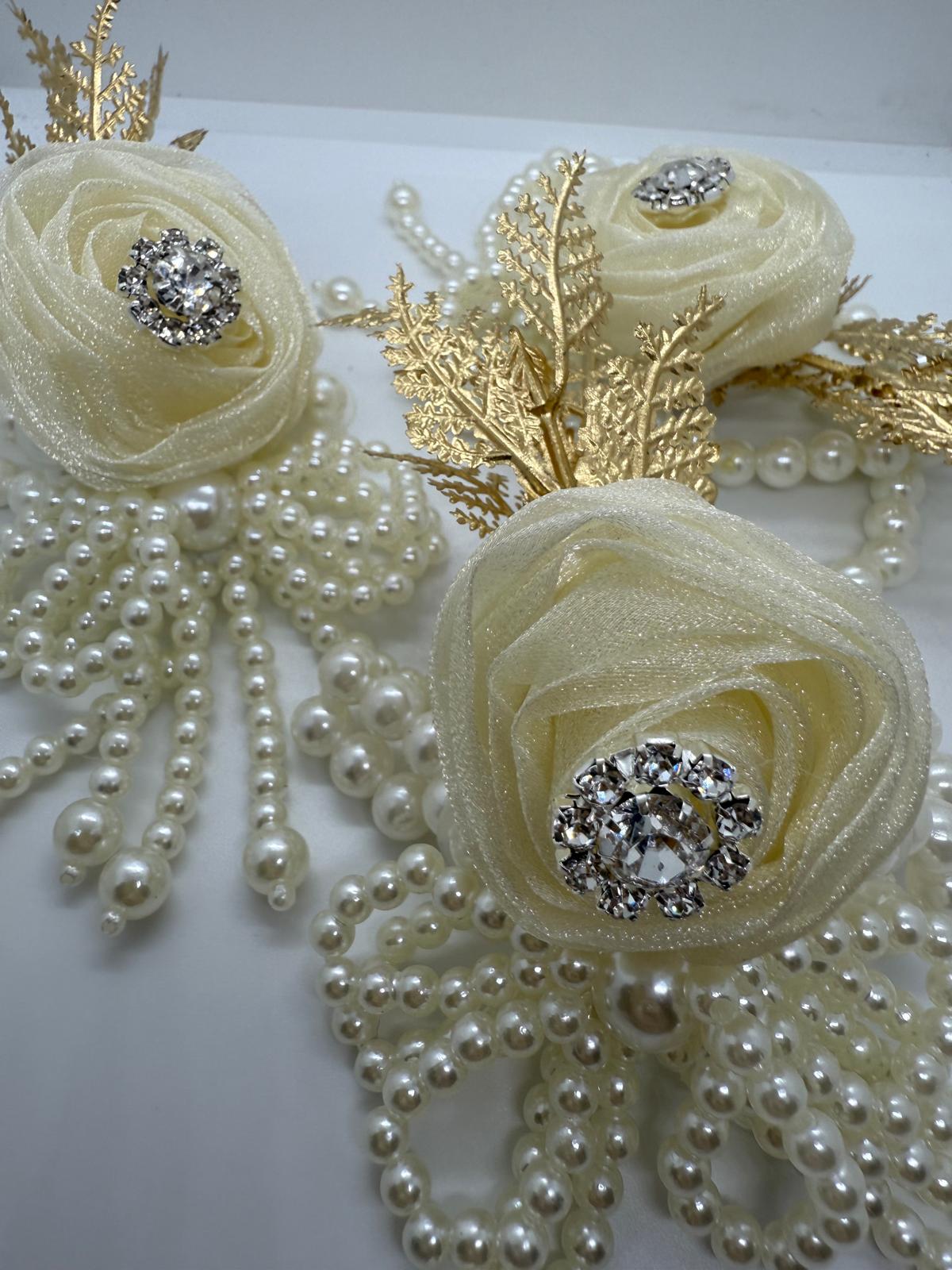 Ivory Pearl & Crystal Bloom Corsage
