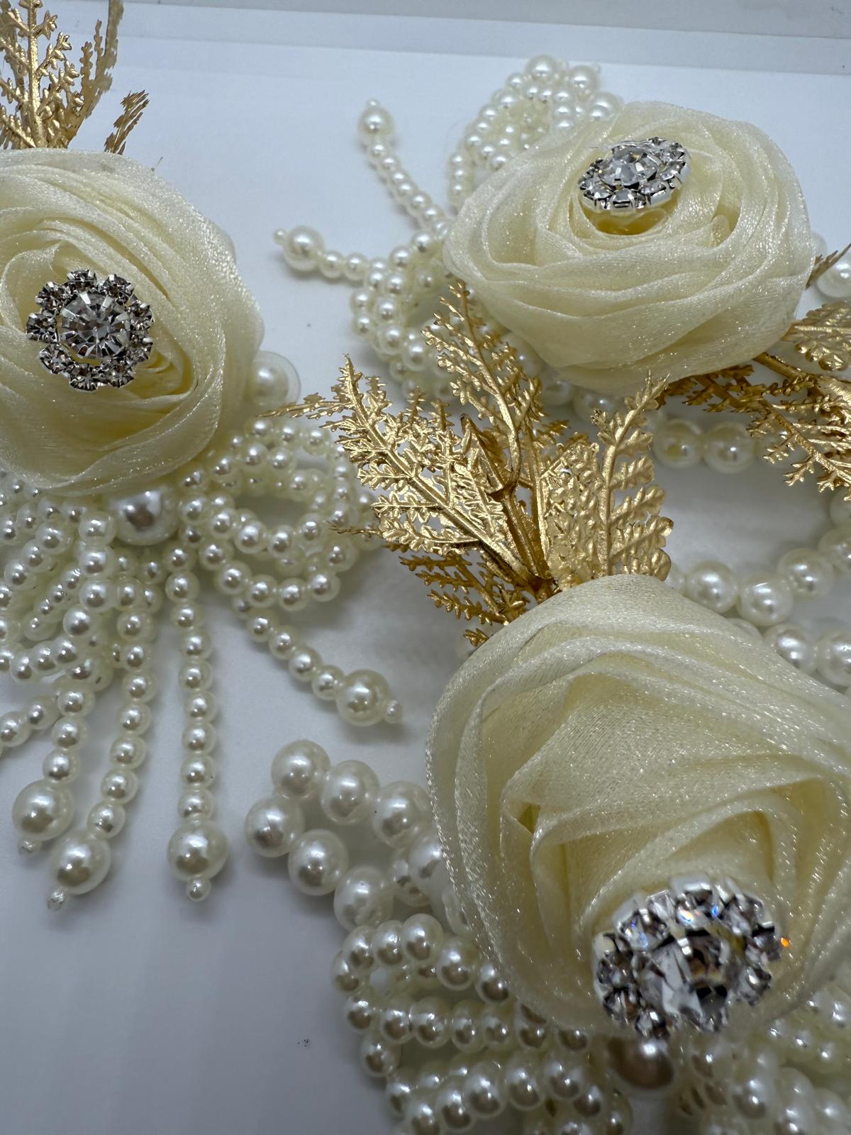Ivory Pearl & Crystal Bloom Corsage