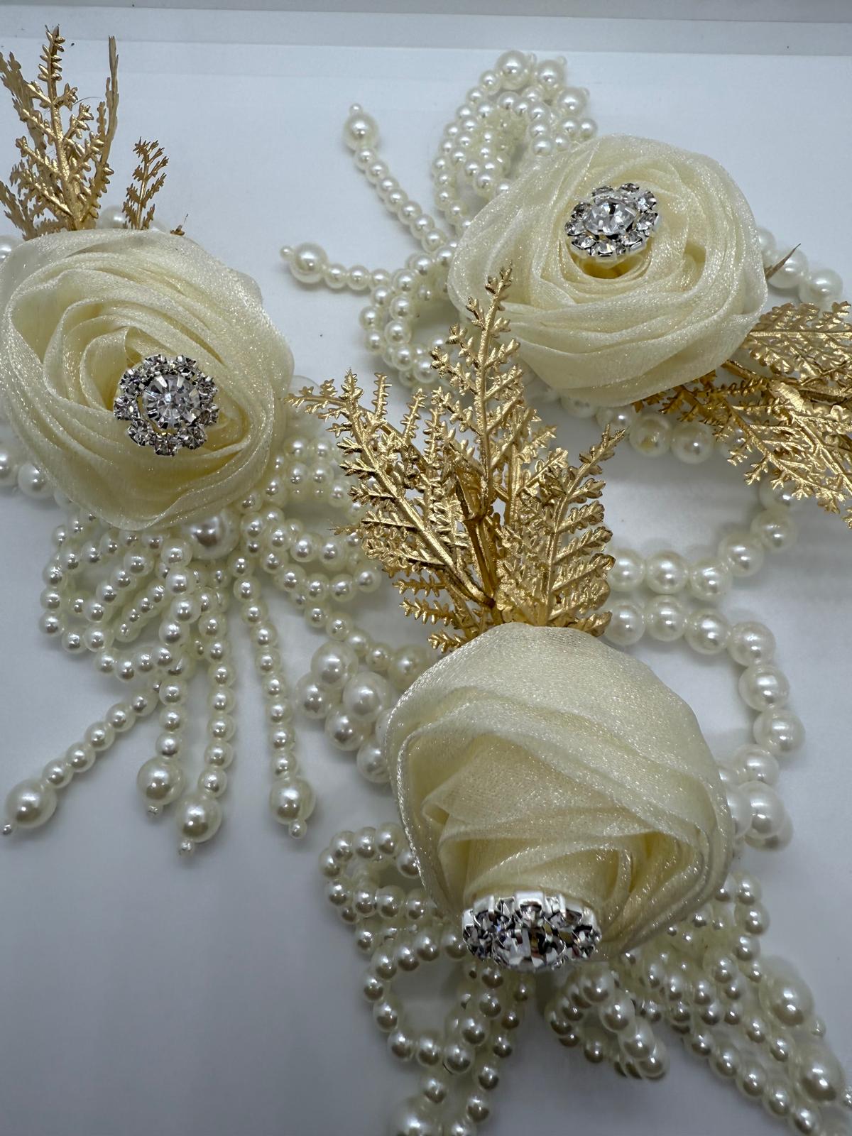 Ivory Pearl & Crystal Bloom Corsage