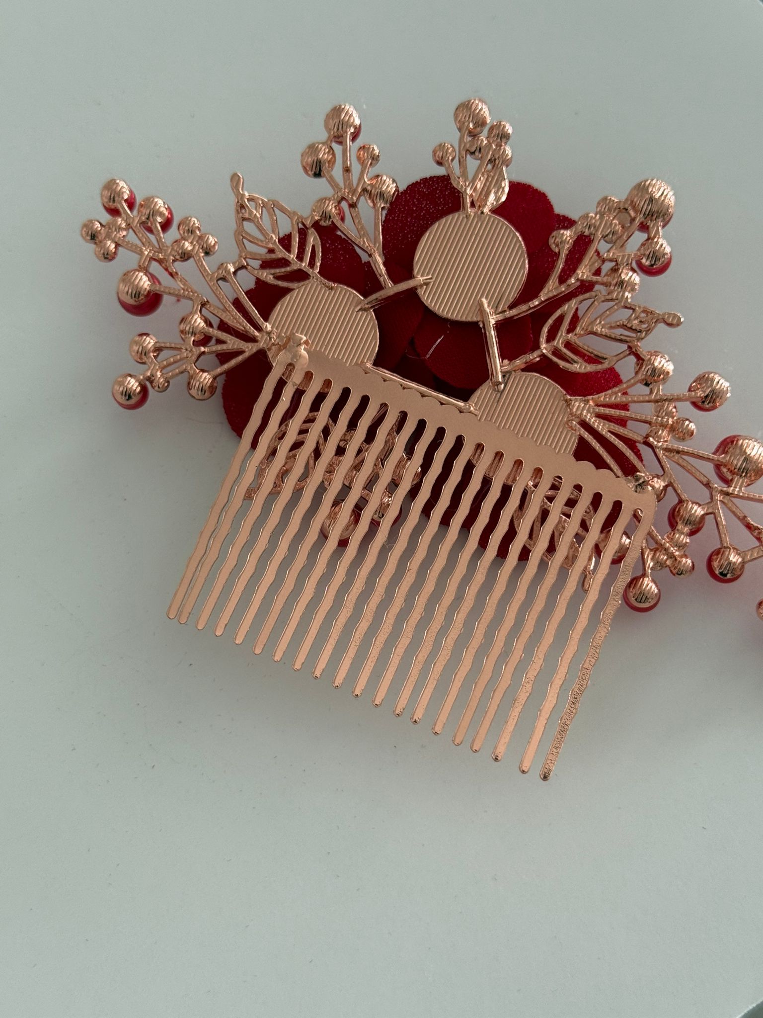 Red Rose Bridal Hair Comb