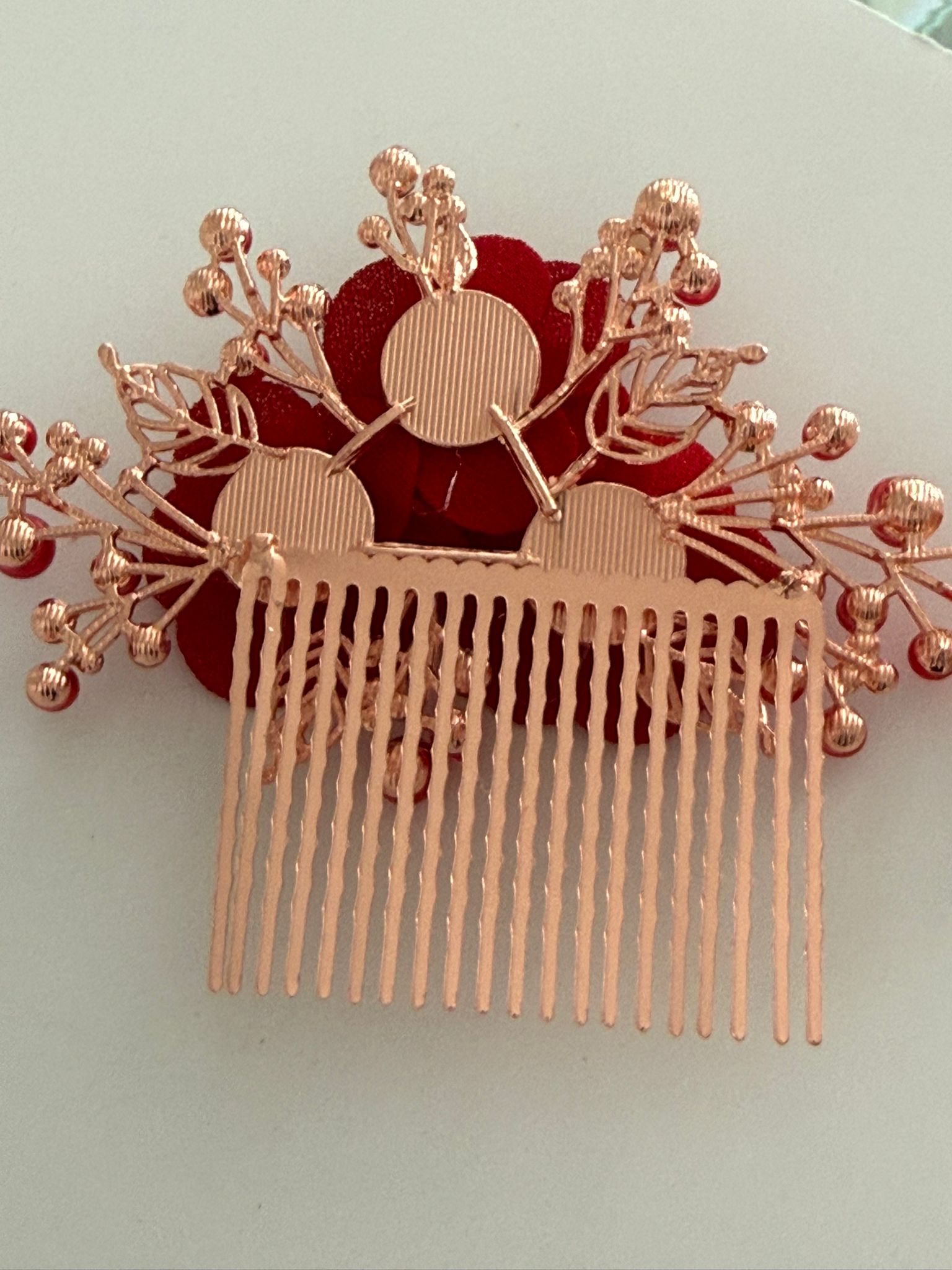 Red Rose Bridal Hair Comb
