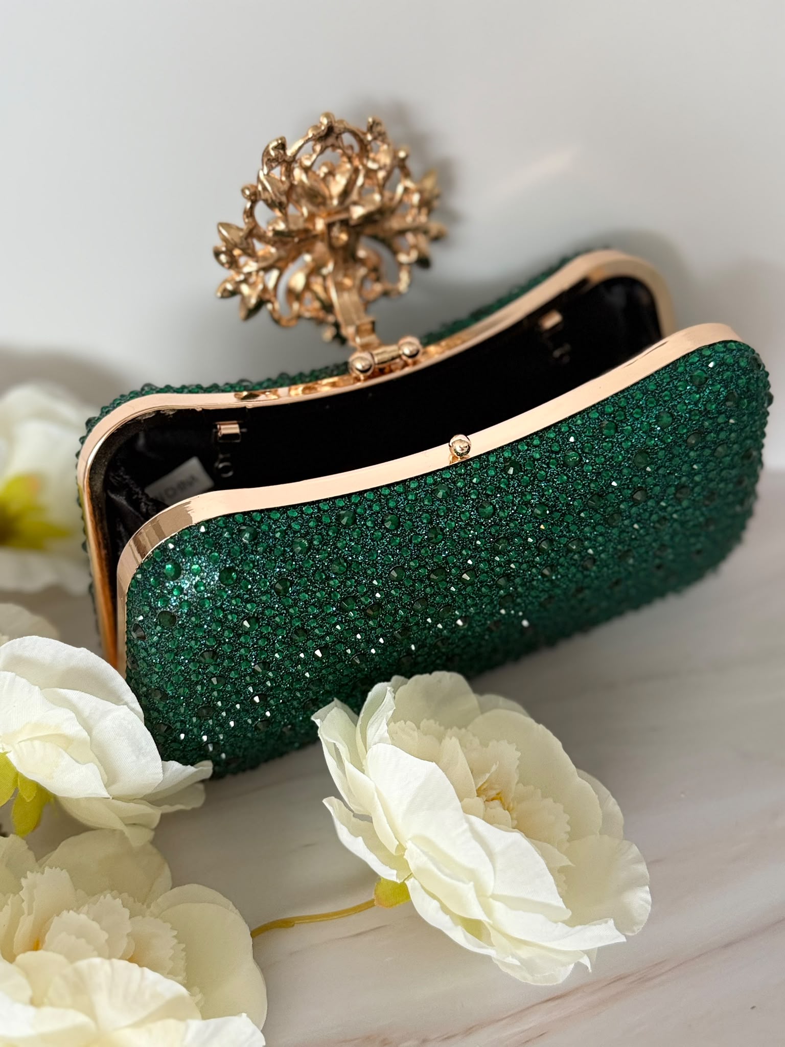 Emerald Green Crystal Evening Clutch