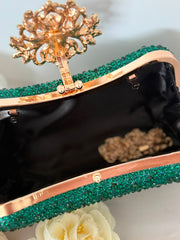 Emerald Green Crystal Evening Clutch
