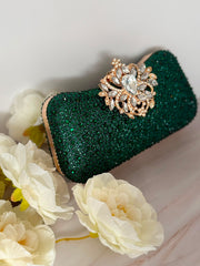 Emerald Green Crystal Evening Clutch